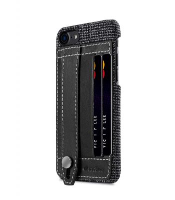 Melkco Holmes Series Fine Grid Genuine Leather Dual Card slot with stand Case for Apple iPhone 7 / 8 (4.7") - (Black)