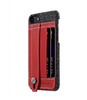 Melkco Holmes Series Fine Grid Genuine Leather Dual Card slot with stand Case for Apple iPhone 7 / 8 (4.7") - (Red)