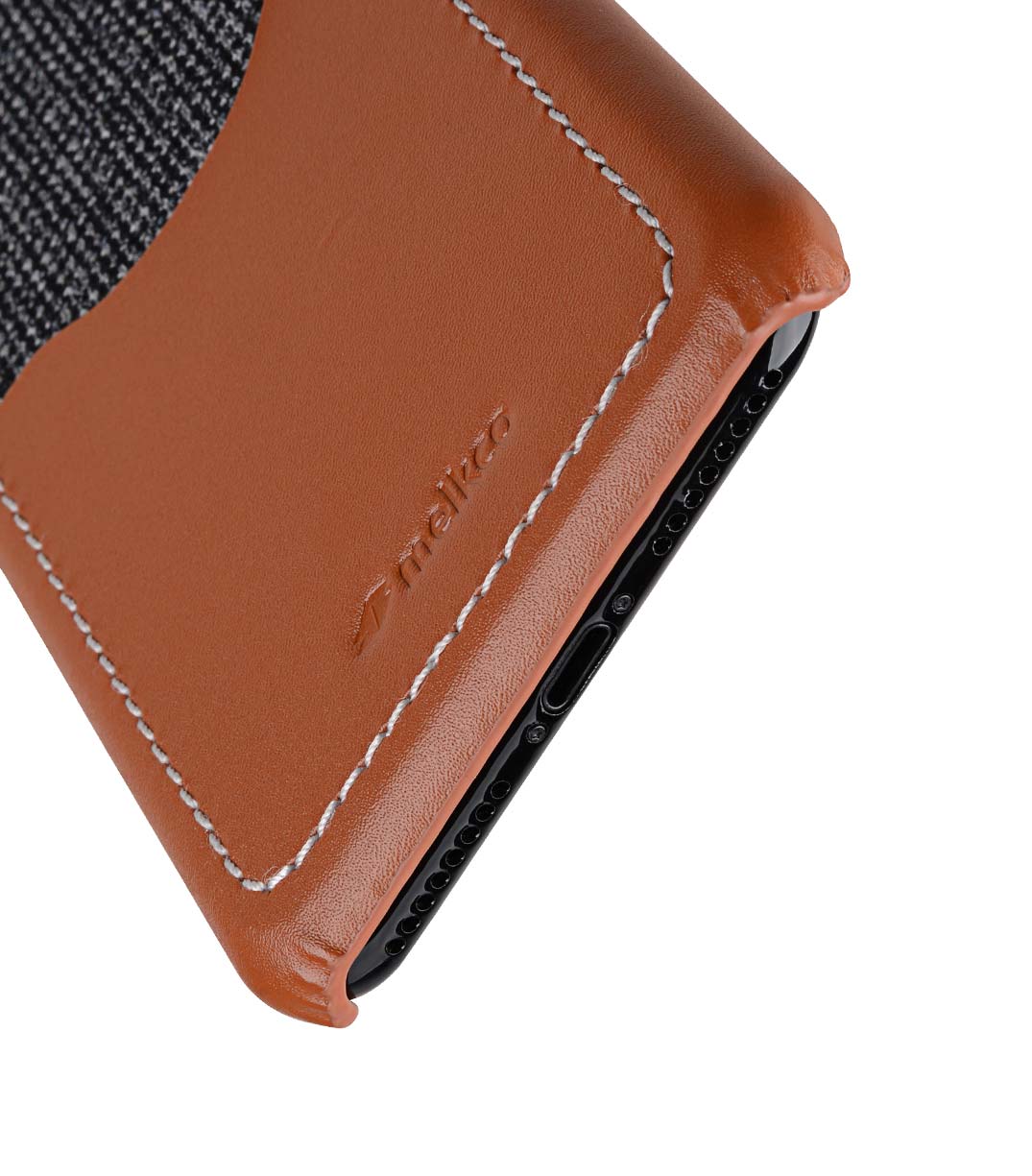 Melkco Holmes Series Fine Grid Genuine Leather Snap Cover with Card slot Case for Apple iPhone 7 / 8 Plus (5.5") - (Brown)