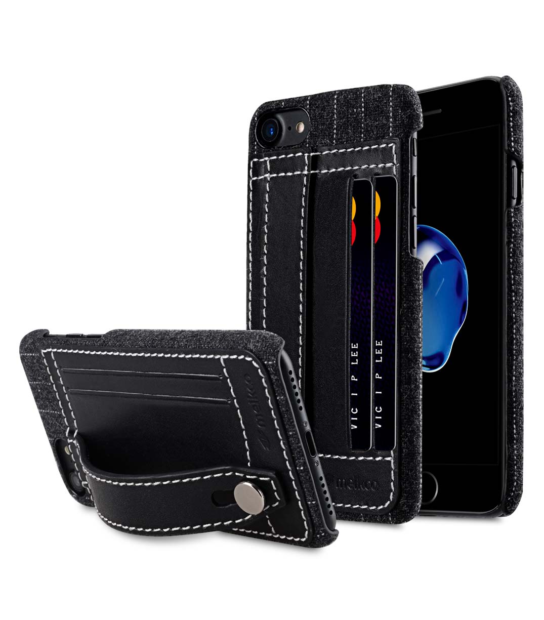 Melkco Holmes Series Heri Genuine Leather Dual Card slot with stand Case for Apple iPhone 7 / 8 (4.7") - (Black)