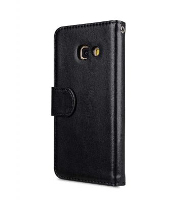 PU Leather Wallet Book Clear Type Case for Samsung Galaxy A5 (2017) - (Black PU)