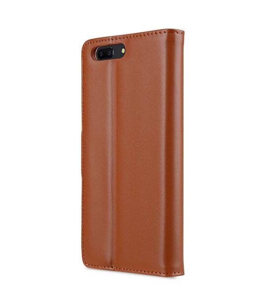 Melkco Premium Leather Case for OnePlus 5 - Wallet Book Clear Type Stand (Brown CH)