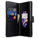 Melkco Premium Leather Case for OnePlus 5 - Wallet Book Clear Type Stand (Vintage Black)