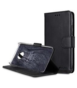 Premium Leather Case for Motorola Moto G5 Plus - Wallet Book Clear Type Stand