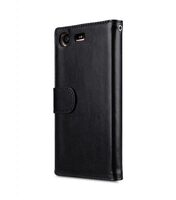 Melkco PU Leather Case for Sony Xperia XZ1 Compact - Wallet Book Clear Type (Black)