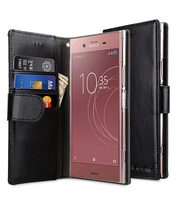 Melkco PU Leather Case for Sony Xperia XZ1 Compact - Wallet Book Clear Type (Black)
