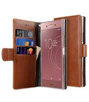 Melkco PU Leather Case for Sony Xperia XZ1 Compact - Wallet Book Clear Type (Brown)
