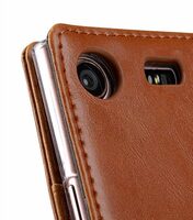 Melkco PU Leather Case for Sony Xperia XZ1 Compact - Wallet Book Clear Type (Brown)