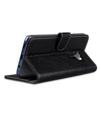 Melkco Premium Leather Case for Samsung Galaxy S9 Plus - Wallet Book Clear Type Stand (Black LC)