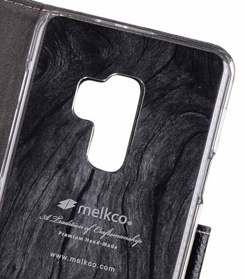 Melkco Premium Leather Case for Samsung Galaxy S9 Plus - Wallet Book Clear Type Stand (Black LC)