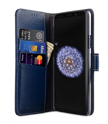 Melkco Premium Leather Case for Samsung Galaxy S9 Plus - Wallet Book Clear Type Stand (Dark Blue LC)