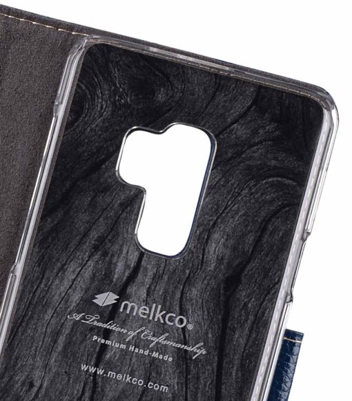 Melkco Premium Leather Case for Samsung Galaxy S9 Plus - Wallet Book Clear Type Stand (Dark Blue LC)
