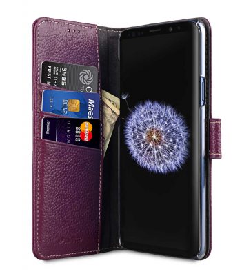 Melkco Premium Leather Case for Samsung Galaxy S9 Plus - Wallet Book Clear Type Stand (Purple LC)