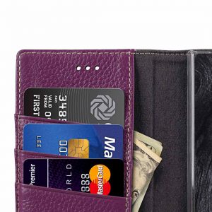 Melkco Premium Leather Case for Sony Xperia XZ1 Compact - Wallet Book Clear Type Stand (Purple LC)