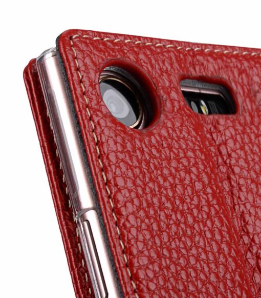 Melkco Premium Leather Case for Sony Xperia XZ1 Compact - Wallet Book Clear Type Stand (Red LC)