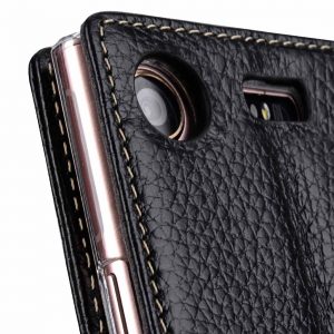 Melkco Premium Leather Case for Sony Xperia XZ1 Compact - Wallet Book Clear Type Stand (Black LC)