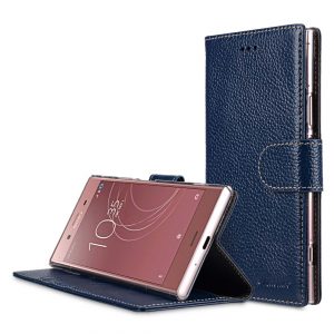 Melkco Premium Leather Case for Sony Xperia XZ1 Compact - Wallet Book Clear Type Stand (Dark Blue LC)