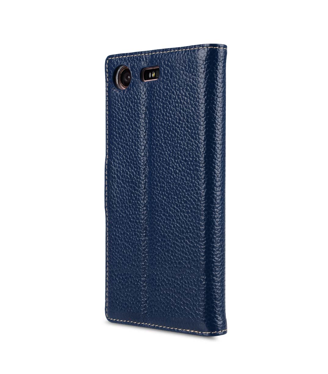 Melkco Premium Leather Case for Sony Xperia XZ1 Compact - Wallet Book Clear Type Stand (Dark Blue LC)