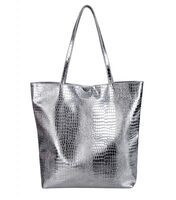 Francpod Camche Series Crocodile Pattern PU Leather Tote Bag - Silver