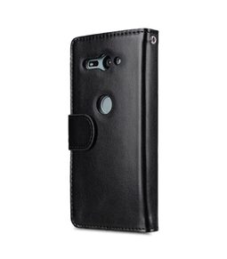 Melkco PU Leather Case for Sony Xperia XZ2 Compact - Wallet Book Clear Type (Black)