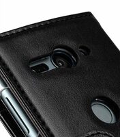 Melkco PU Leather Case for Sony Xperia XZ2 Compact - Wallet Book Clear Type (Black)