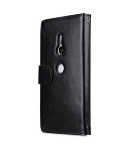 Melkco PU Leather Case for Sony Xperia XZ2 - Wallet Book Clear Type (Black PU)