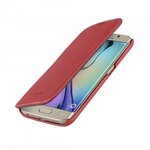 Melkco Premium Leather Cases for Samsung Galaxy S6 Edge - Face Cover Book Type (Red LC)
