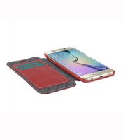 Melkco Premium Leather Cases for Samsung Galaxy S6 Edge - Face Cover Book Type (Red LC)
