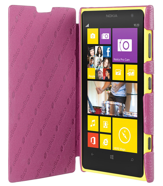 Melkco Premium Leather Case for Nokia Lumia 1020 - Face Cover Book Type (Ver.2) - (Purple LC)