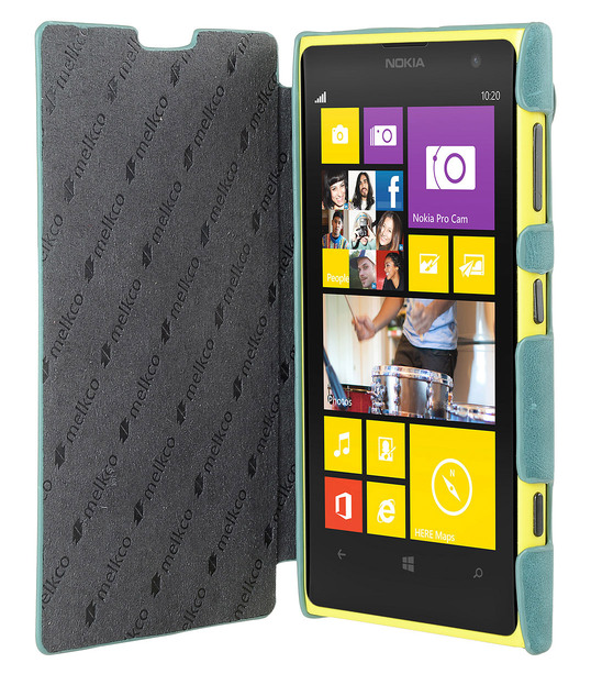 Melkco Premium Leather Case for Nokia Lumia 1020 - Face Cover Book Type (Ver.2) - (Vintage Lake Blue)
