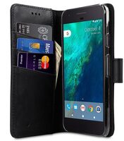 Melkco Premium Leather Case for Google Pixel - Wallet Book Type with Stand Function (Vintage Black)