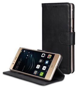 Premium Genuine Leather Case For Huawei P9 Lite - Wallet Book Type With Stand Function