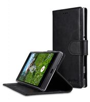 Melkco Premium Leather Case for Sony Xperia XZ - Wallet Book Type with Stand Function (Vintage Black)