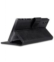 Melkco Premium Leather Case for Sony Xperia XZ - Wallet Book Type with Stand Function (Vintage Black)