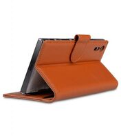 Melkco Premium Leather Case for Sony Xperia XZ - Wallet Book Type with Stand Function (Brown)