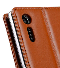 Melkco Premium Leather Case for Sony Xperia XZ - Wallet Book Type with Stand Function (Brown)