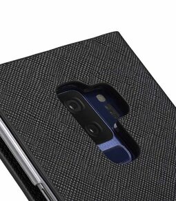 Melkco Fashion Cocktail Series Cross Pattern Premium Leather Slim Flip Type Case for Samsung Galaxy S9 Plus - (Black CP)