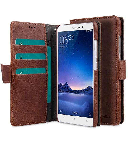 Melkco Mini PU Leather Case For Xiaomi Redmi Note 3 - Wallet Book Type (Classic Vintage Brown PU)