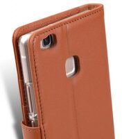 Melkco Premium Genuine Leather Case For Huawei P9 Lite - Wallet Book Type With Stand Function (Traditional Vintage Brown)