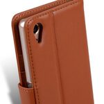 Melkco Premium Genuine Leather Case For Sony Xperia X - Wallet Book Type With Stand Function (Traditional Vintage Brown)