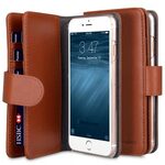 Melkco Premium Leather Case for Apple iPhone 7 / 8 (4.7") - Wallet Plus Book Type (Orange Brown)