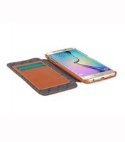 Melkco Premium Leather Case for Samsung Galaxy S6 Edge - Face Cover Book Type (Orange LC)