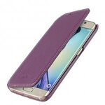 Melkco Premium Leather Cases for Samsung Galaxy S6 Edge - Face Cover Book Type (Purple LC)
