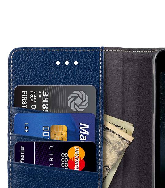 Premium Leather Case for Nokia 6 - Wallet Book Clear Type Stand (Dark Blue LC)