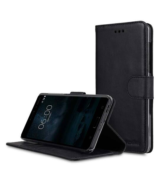 Premium Leather Case for Nokia 6 - Wallet Book Clear Type Stand