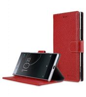 Premium Leather Case for Sony Xperia XZ Premium - Wallet Book Clear Type Stand (Red LC)