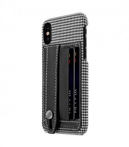 Holmes Series Tobacco Genuine Leather Dual Card slot with stand Case for Apple iPhone X - (Black)