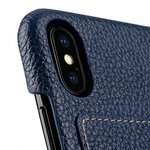 Premium Leather Card Slot Back Cover Case for Apple iPhone X - (Dark Blue LC)Ver.1