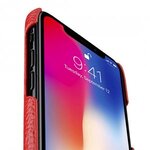 Premium Leather Card Slot Back Cover Case for Apple iPhone X - (Red LC)Ver.1