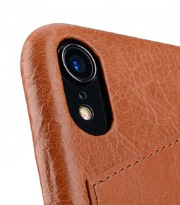 Melkco Elite Series Waxfall Pattern Premium Leather Coaming Facecover Back Slot Case for Apple iPhone XR - (Tan WF)